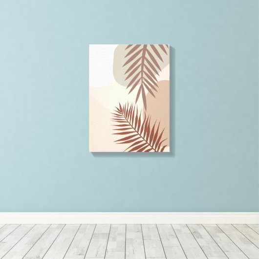 Palmbladeren, Boho Abstract Geometrische Kunst Canvas Afdruk (Insitu (Houten vloer))