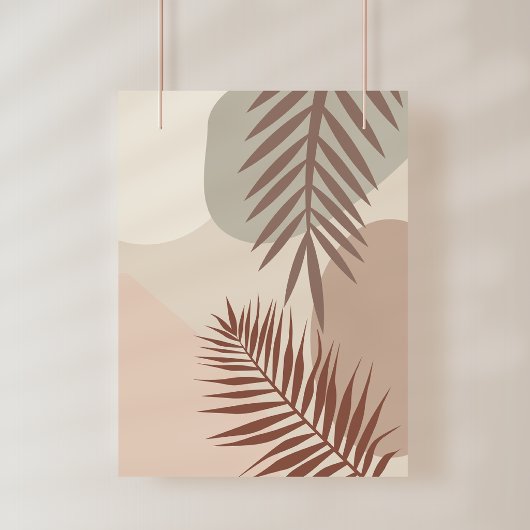 Palmbladeren, Boho Abstract Geometrische Kunst Foto Afdruk
