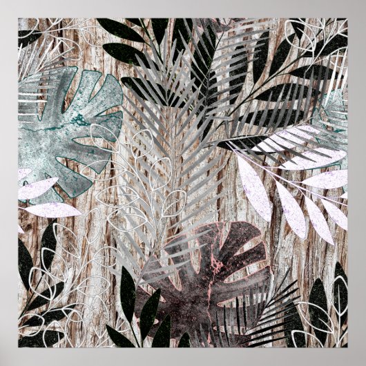 Palmbladeren, bomen, tropisch, botanisch poster (Voorkant)