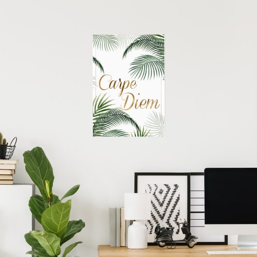 Palmbladeren Carpe Diem Poster (Thuiskantoor)