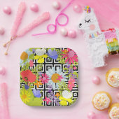 Palmbladeren en -bloemen papieren bordje (Feest)