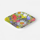 Palmbladeren en -bloemen papieren bordje (Gebogen)