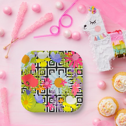 Palmbladeren en -bloemen papieren bordje