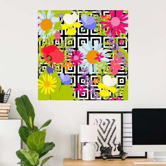 Palmbladeren en -bloemen poster