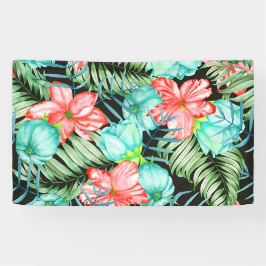 Palmbladeren en -bloemen spandoek (Horizontaal)