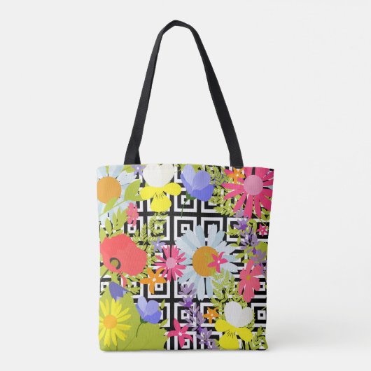 Palmbladeren en -bloemen tote bag (Achterkant)