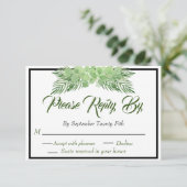 Palmbladeren en Eucalyptus Weddenschap modern foli RSVP Kaartje (Staand voorkant)