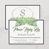 Palmbladeren en Eucalyptus Weddenschap modern foli RSVP Kaartje (Voorkant / Achterkant)