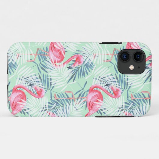 Palmbladeren en -flamingos Case-Mate iPhone case (Achterkant (horizontaal))