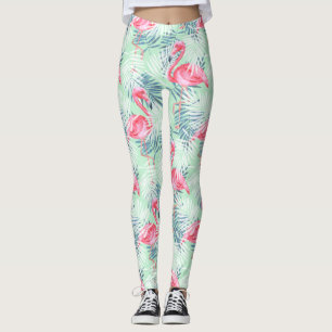 Palmbladeren en -flamingos leggings