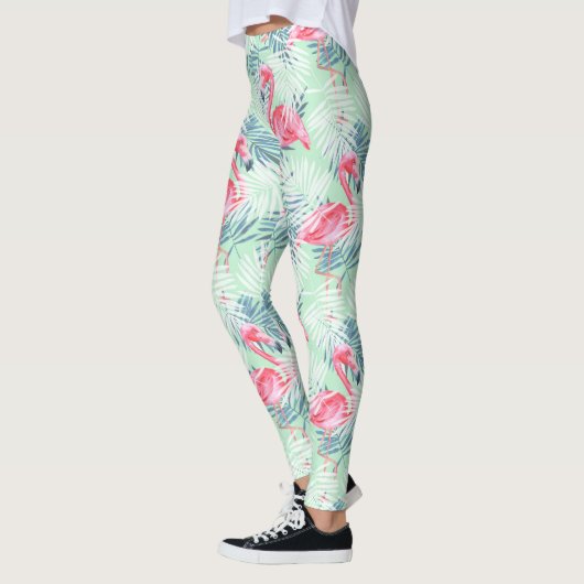Palmbladeren en -flamingos leggings (Links)