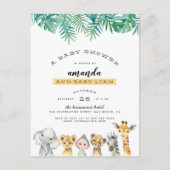 Palmbladeren en Oerwouden Moderne Baby shower Uitnodiging Briefkaart (Voorkant)