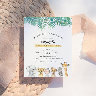Palmbladeren en Oerwouden Moderne Baby shower Uitnodiging Briefkaart