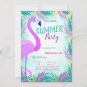 Palmbladeren, Flamingo, zomerdag Kaart (Voorkant)