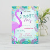 Palmbladeren, Flamingo, zomerdag Kaart (Staand voorkant)