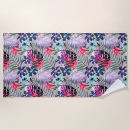 palmbladeren, floraal, botanisch, kleurrijk, stran strandlaken