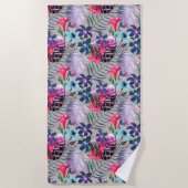 palmbladeren, floraal, botanisch, kleurrijk, stran strandlaken (Voorkant)