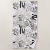 palmbladeren, floraal, botanisch, kleurrijk strandlaken (Voorkant)