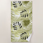 palmbladeren, floraal, botanisch, kleurrijk strandlaken (Voorkant)