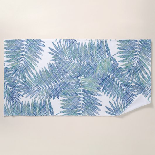 palmbladeren, floraal, botanisch, kleurrijk strandlaken (Voorkant)