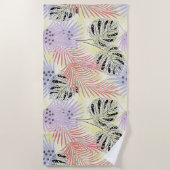 palmbladeren, floraal, botanisch, kleurrijk strandlaken (Voorkant)