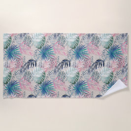 palmbladeren, floraal, botanisch, kleurrijk strandlaken