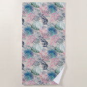 palmbladeren, floraal, botanisch, kleurrijk strandlaken (Voorkant)