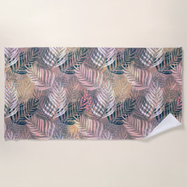 palmbladeren, floraal, botanisch, kleurrijk strandlaken