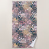 palmbladeren, floraal, botanisch, kleurrijk strandlaken (Voorkant)