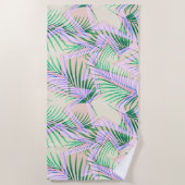 palmbladeren, floraal, botanisch, kleurrijk strandlaken (Voorkant)