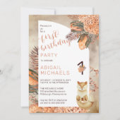 Palmbladeren | Fox 1e verjaardag van de hydrangeas Kaart (Voorkant)