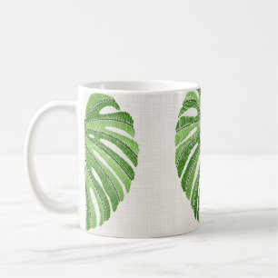 Palmbladeren geborduurd. Green Tropical Monstera Koffiemok