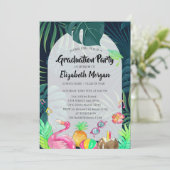 Palmbladeren Glitter Afstudeerder Pet, Afstuderen Kaart (Staand voorkant)