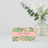 Palmbladeren Gouden Tropische Perzik Visitekaartje (Staand voorkant)