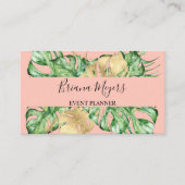 Palmbladeren Gouden Tropische Perzik Visitekaartje (Voorkant)