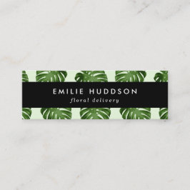 Palmbladeren, groene bladeren, bloemenborst, bloem mini visitekaartje