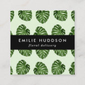 Palmbladeren, groene bladeren, bloemenborst, bloem vierkante visitekaartje (Voorkant)