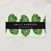 Palmbladeren, groene bladeren, bloemenborst, bloem visitekaartje (Voorkant)