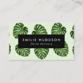 Palmbladeren, groene bladeren, bloemenborst, bloem visitekaartje (Voorkant)