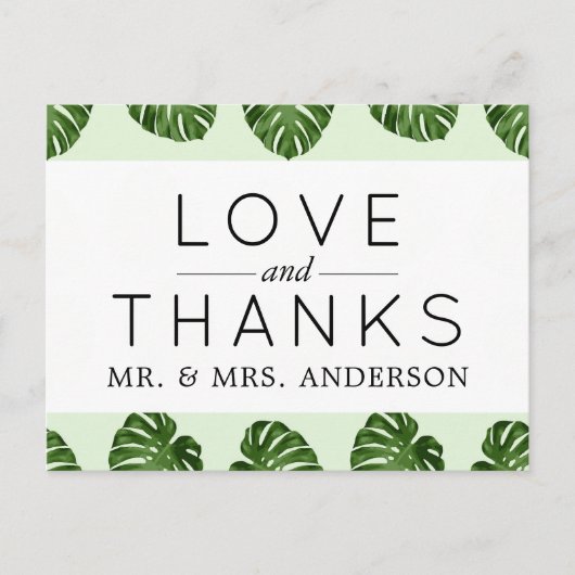 Palmbladeren, groene bladeren, tropisch, bruiloft briefkaart (Voorkant)