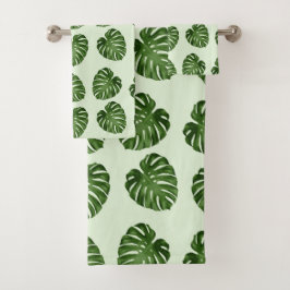Palmbladeren, groene bladeren, tropisch patroon bad handdoek