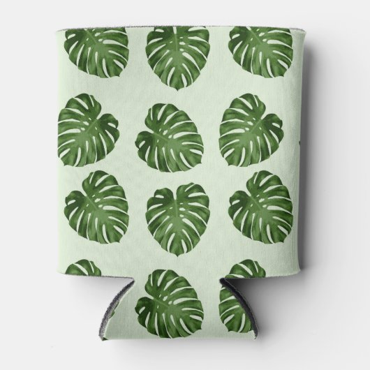 Palmbladeren, groene bladeren, tropisch patroon blikjeskoeler (Voorkant)