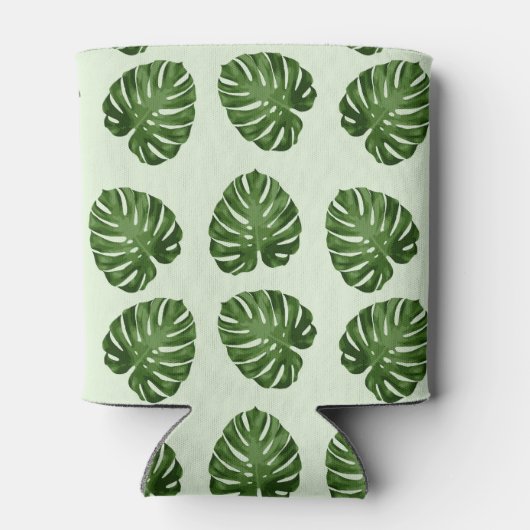 Palmbladeren, groene bladeren, tropisch patroon blikjeskoeler (Achterkant)