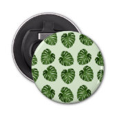 Palmbladeren, groene bladeren, tropisch patroon button flesopener (Voorkant)