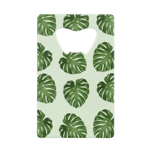 Palmbladeren, groene bladeren, tropisch patroon creditkaart flessenopener
