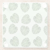 Palmbladeren, groene bladeren, tropisch patroon glazen onderzetter (Achterkant)