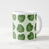 Palmbladeren, groene bladeren, tropisch patroon grote koffiekop (Voorkant rechts)