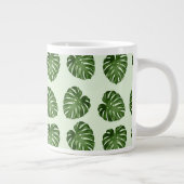 Palmbladeren, groene bladeren, tropisch patroon grote koffiekop (Rechts)