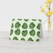 Palmbladeren, groene bladeren, tropisch patroon kaart (Gele Bloem)