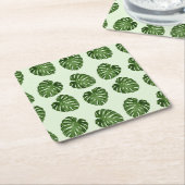 Palmbladeren, groene bladeren, tropisch patroon kartonnen onderzetters (Schuin)